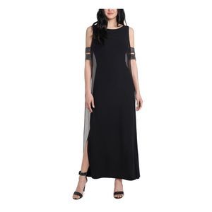 JBS LIMITED Womens Black Armband Caped Sleeveless Maxi Evening Sheath Dress S